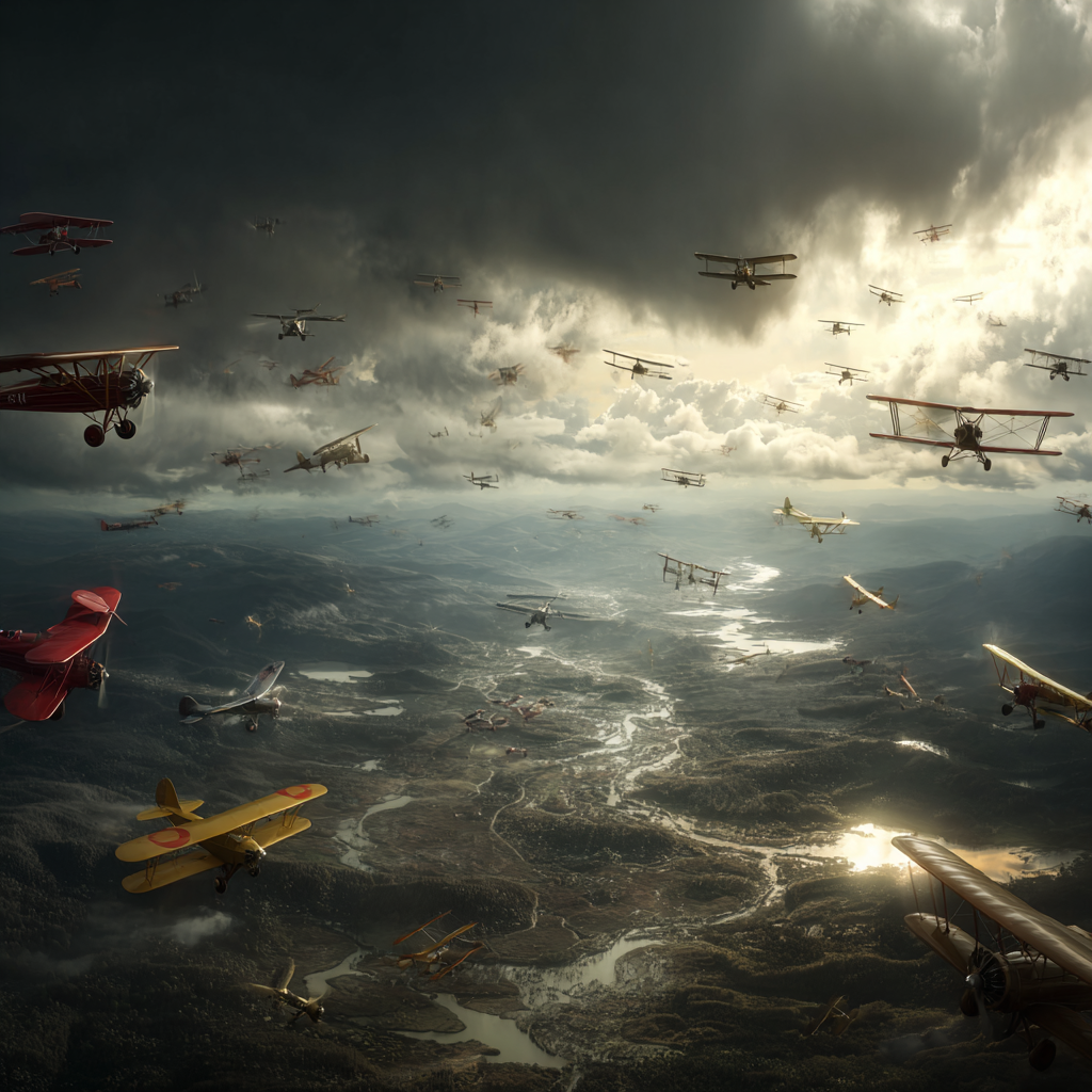 Flugzeuge Dramatische Luftfahrt Szenen Mit Altmodischen Flugzeugen Und Landschaft D02f75c0-ca9f-4fb5-9506-4cd0092fc603 | Fahrraeder und Motorraeder | Mobilitaet und Technik