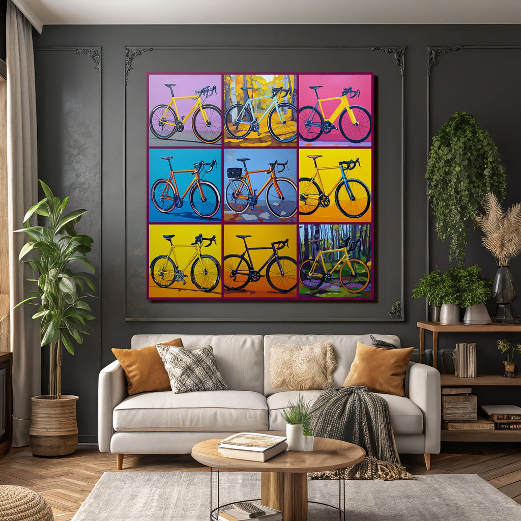 Colorful Stylish Bicycles Collage Artwork