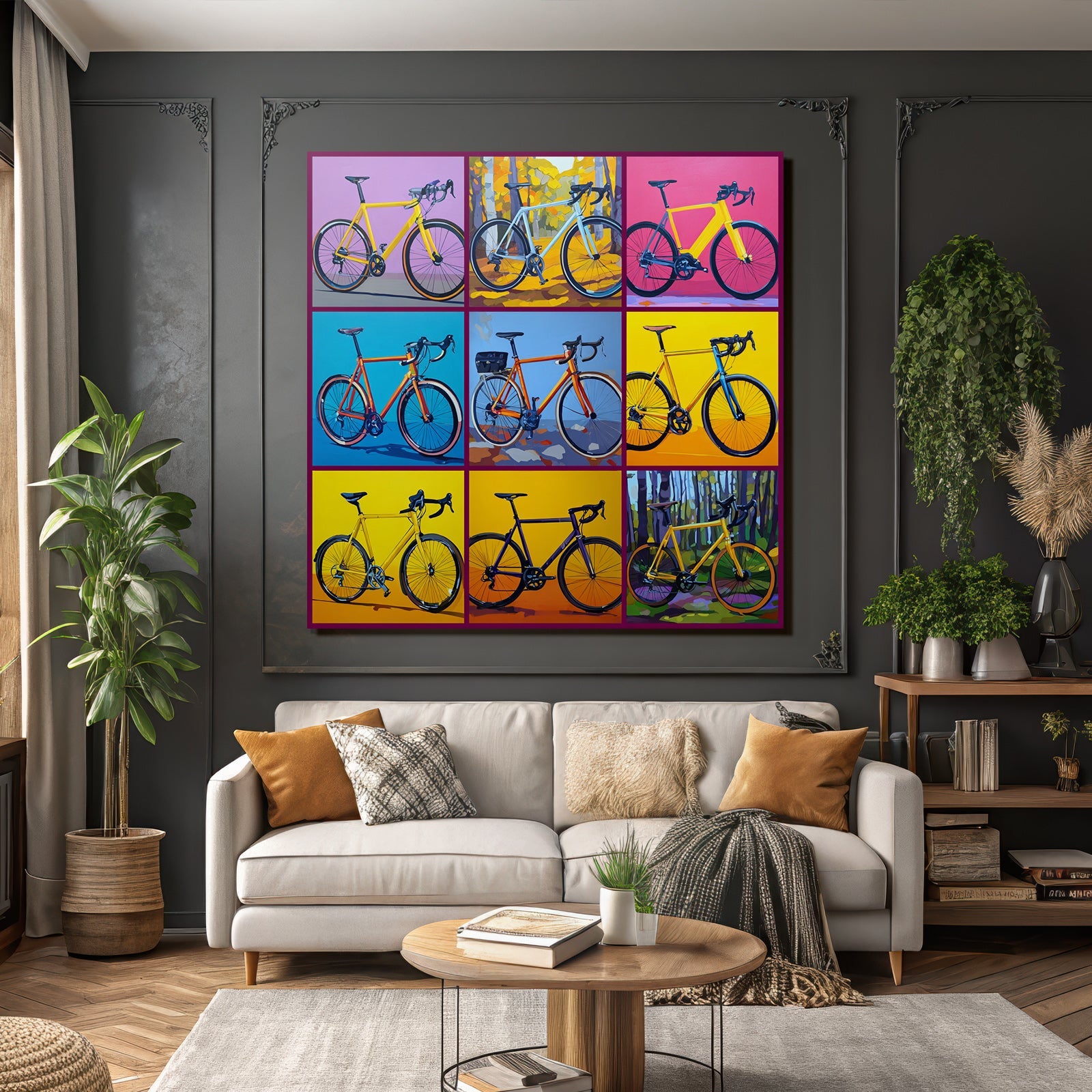 Colorful Stylish Bicycles Collage Artwork