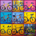 Bunte Stilvolle Fahrräder Collage Kunstwerk | Fahrraeder und Motorraeder | Mobilitaet und Technik