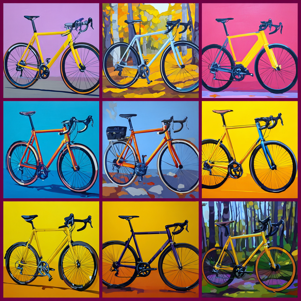 Bunte Stilvolle Fahrräder Collage Kunstwerk | Fahrraeder und Motorraeder | Mobilitaet und Technik
