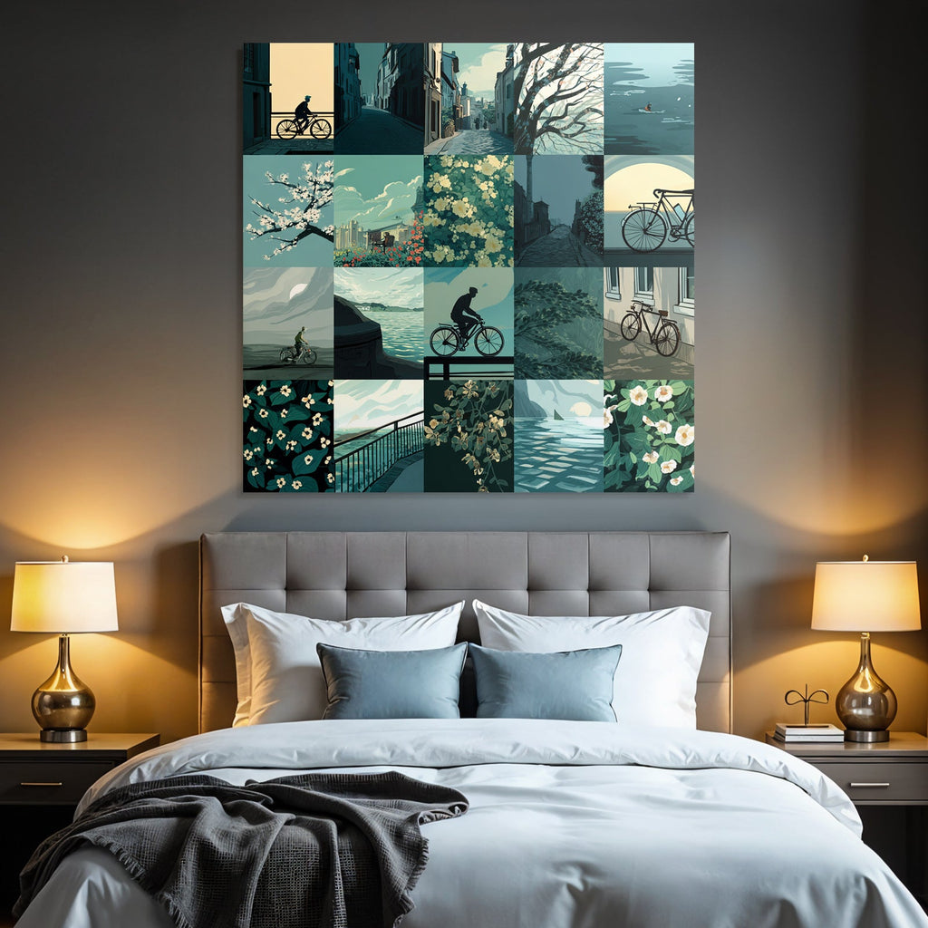 Cycling in Nature Idyllic Cityscapes Collage