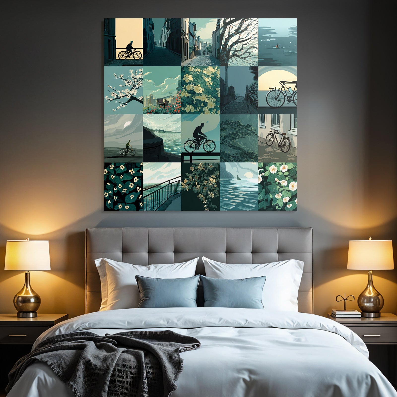 Cycling in Nature Idyllic Cityscapes Collage