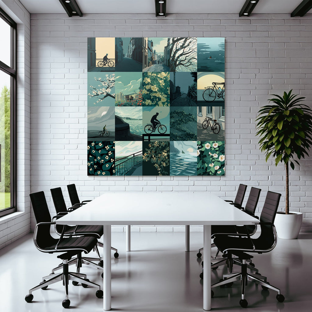 Cycling in Nature Idyllic Cityscapes Collage