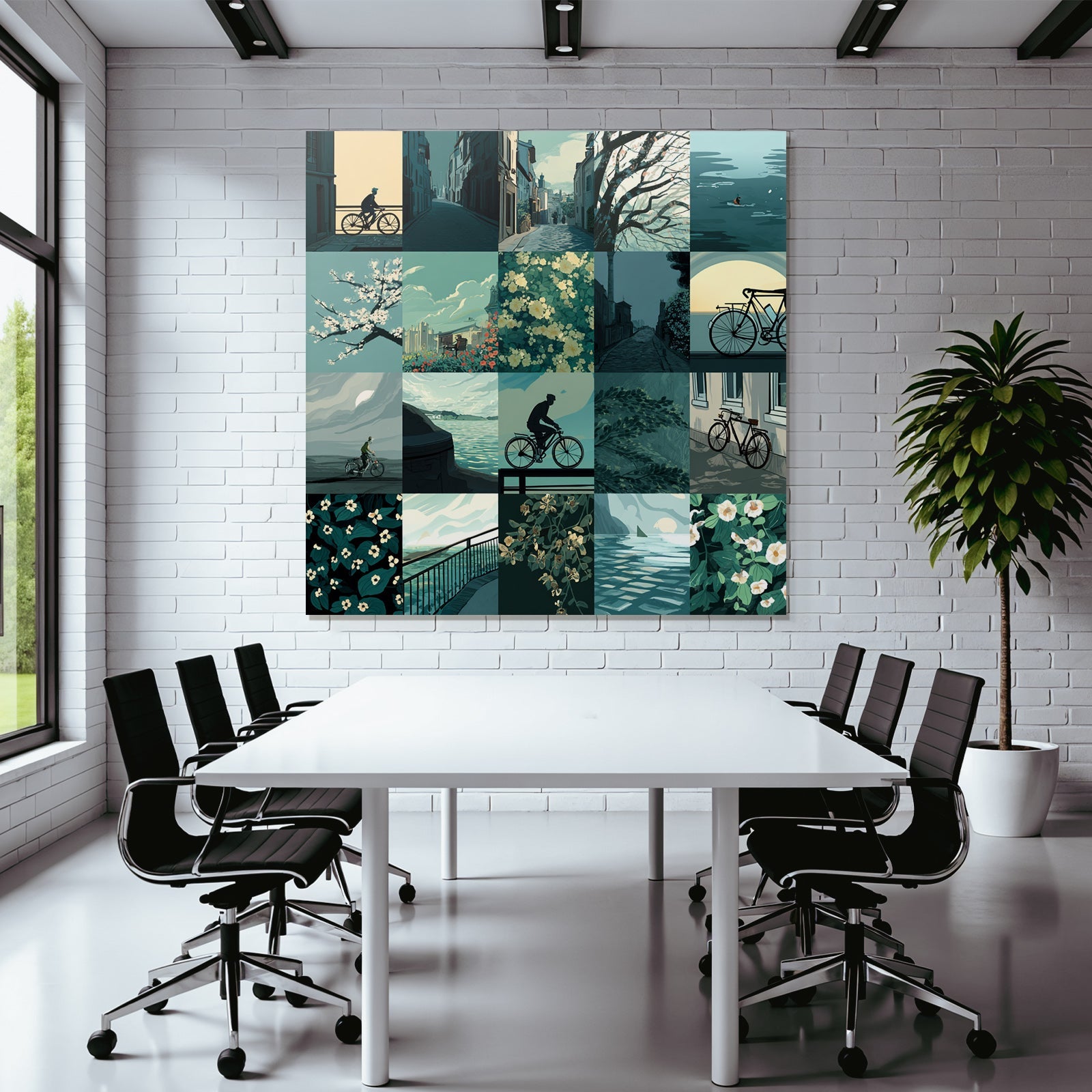 Cycling in Nature Idyllic Cityscapes Collage