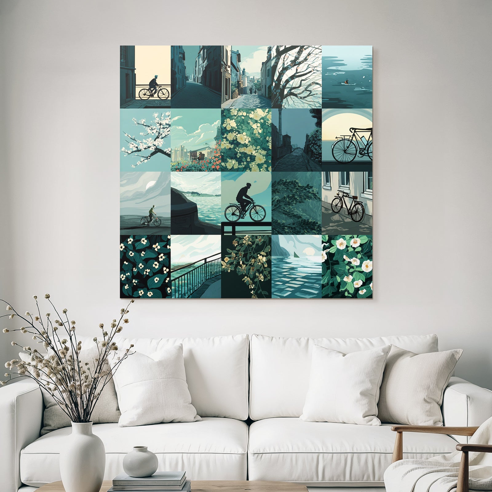 Cycling in Nature Idyllic Cityscapes Collage