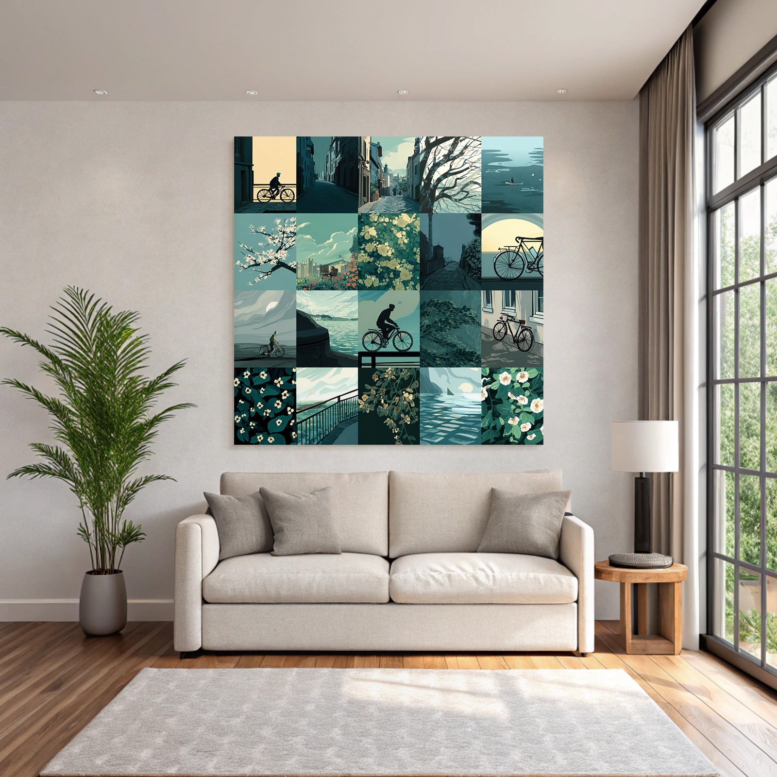 Cycling in Nature Idyllic Cityscapes Collage