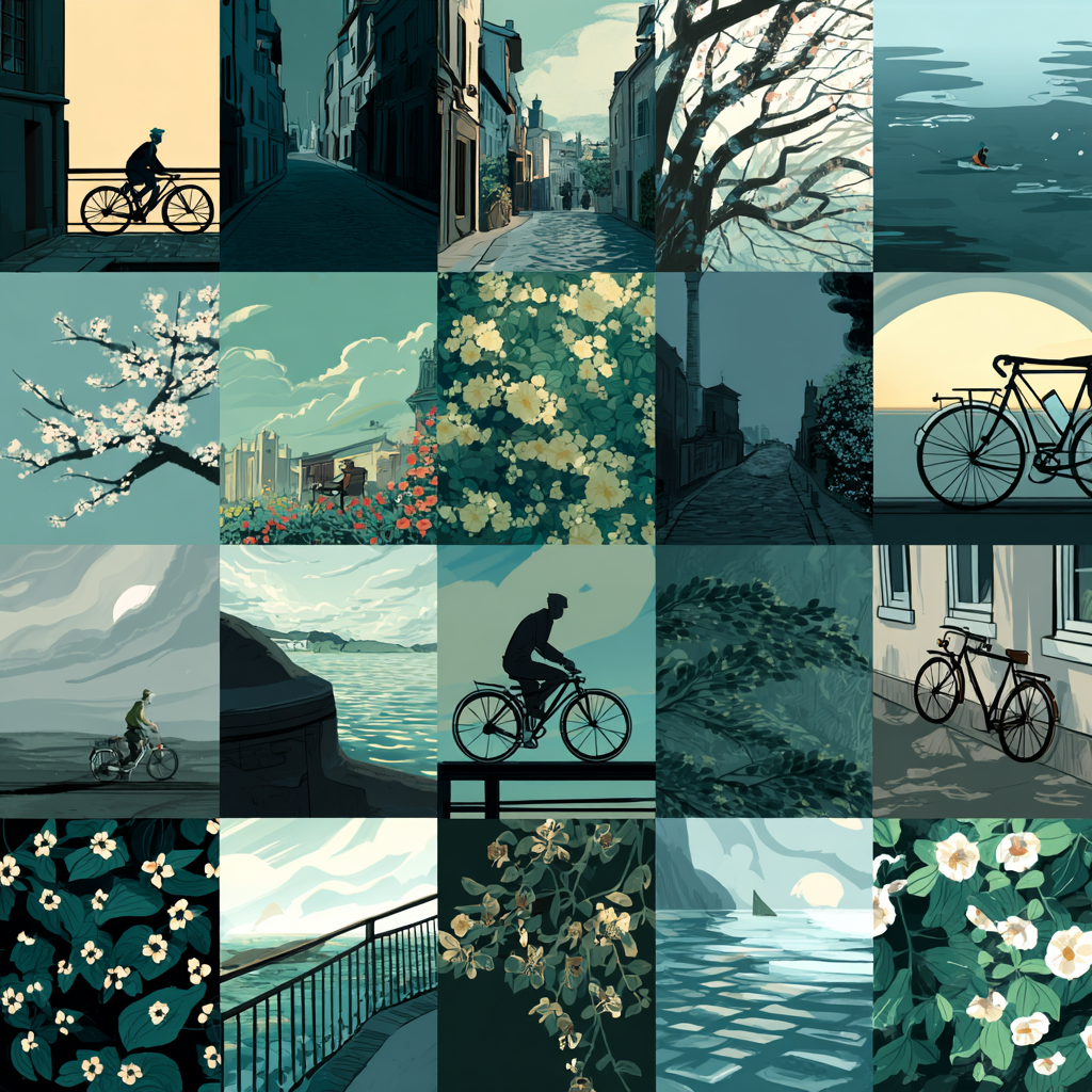 Fahrradfahren In Der Natur Idyllische Stadtlandschaften Collage | Fahrraeder und Motorraeder | Mobilitaet und Technik