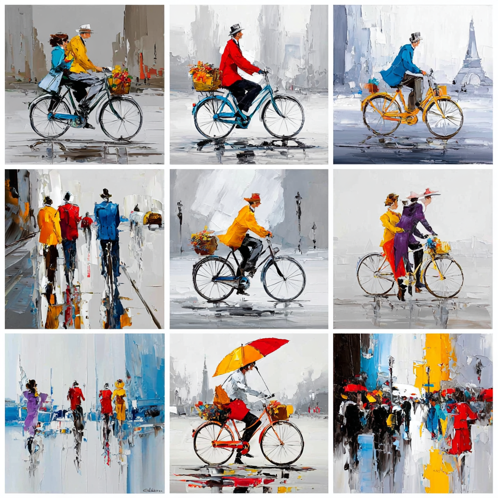 Fahrradfahren In Der Stadt Collage Lebendige Momente | Fahrraeder und Motorraeder | Mobilitaet und Technik