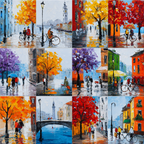 Herbstliche Stadtansichten Radfahren Spaziergang Regentage Kunst Collage | Fahrraeder und Motorraeder | Mobilitaet und Technik