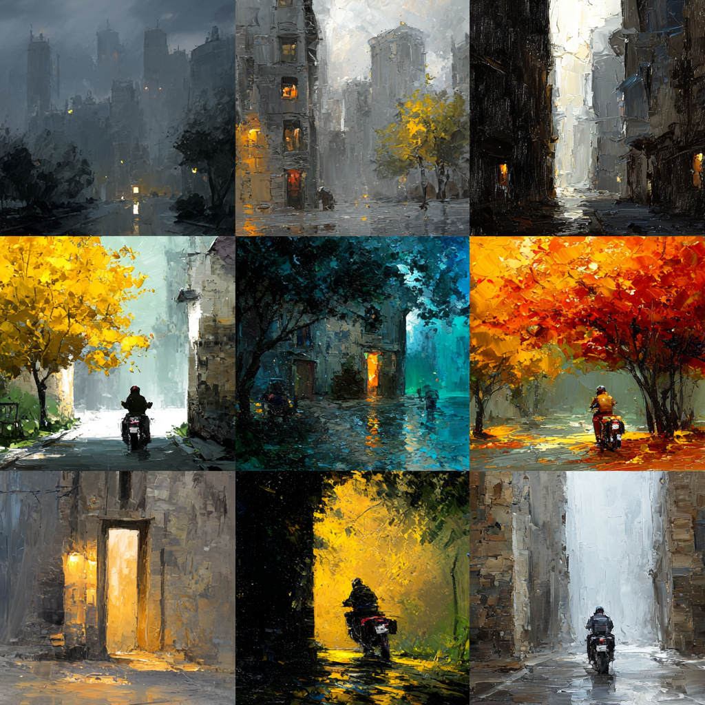 Urbanlandschaften Collage Moods Stadtleben Kunst | Fahrraeder und Motorraeder | Mobilitaet und Technik