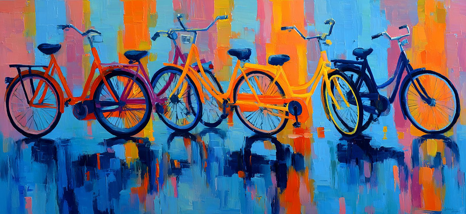Bunte Fahrrader Vibrante Hintergrund Malerei | Fahrraeder und Motorraeder | Mobilitaet und Technik