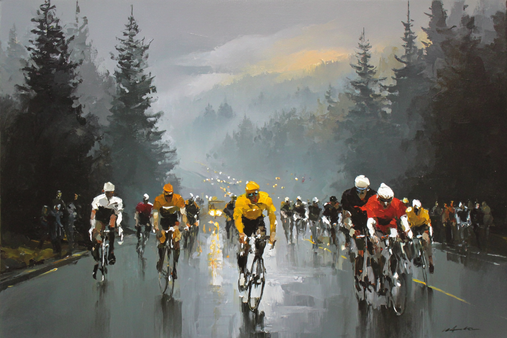Cycling Race Im Regen Mit Nebel Und Dunklen Bäumen | Fahrraeder und Motorraeder | Mobilitaet und Technik