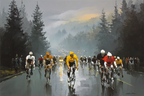 Cycling Race Im Regen Mit Nebel Und Dunklen Bäumen | Fahrraeder und Motorraeder | Mobilitaet und Technik