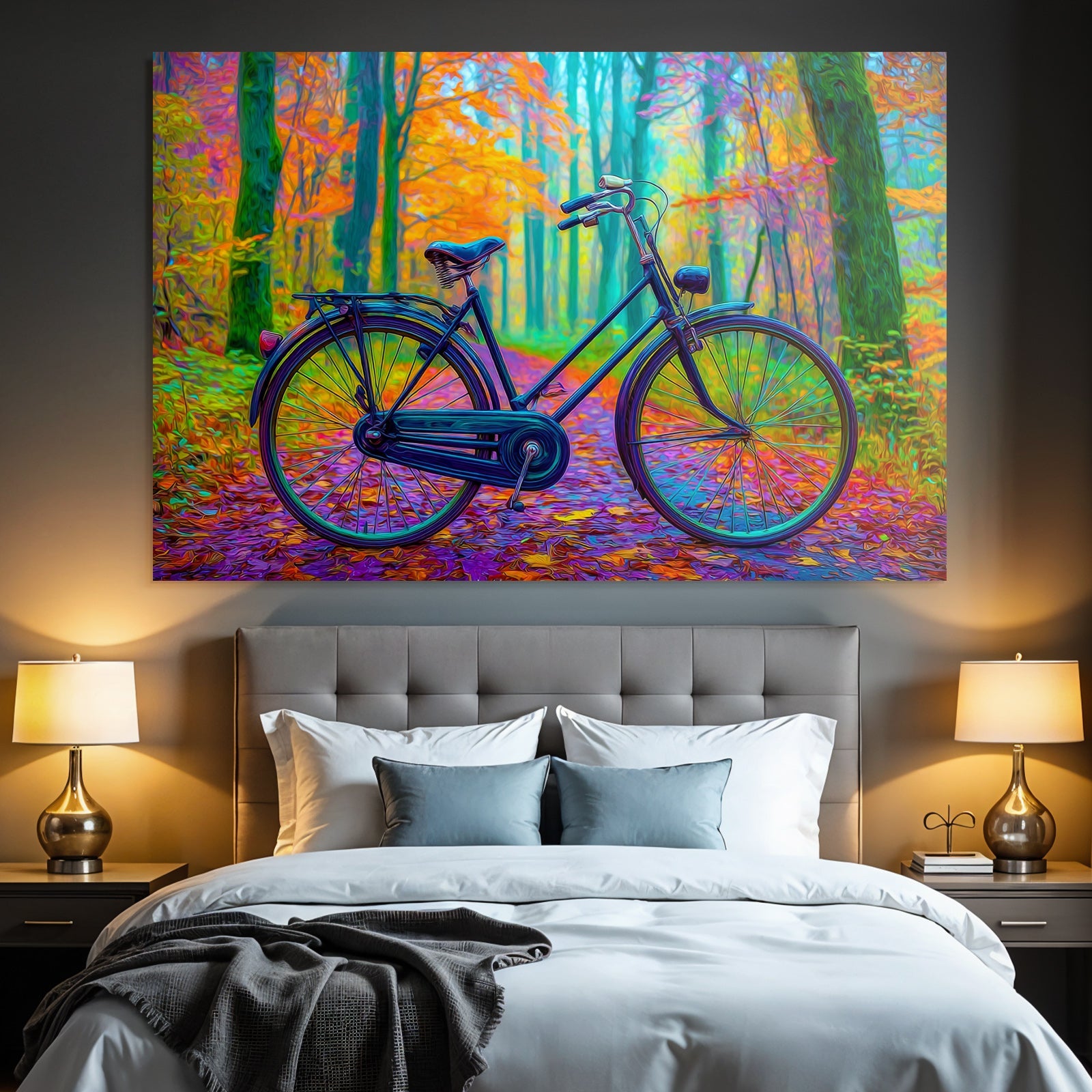Fahrrad Im Herbstlichen Wald Mit Farbenfrohem Hintergrund