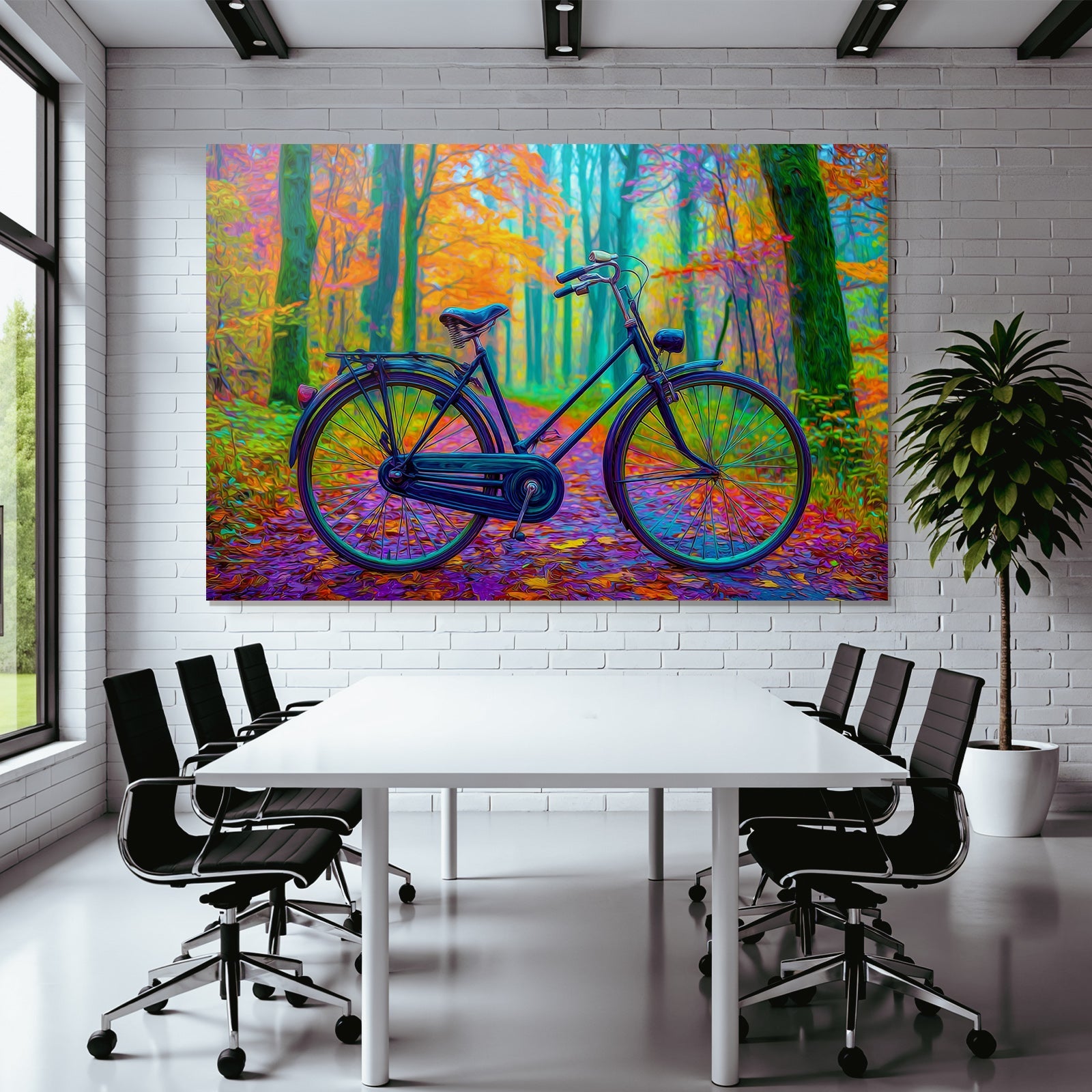 Fahrrad Im Herbstlichen Wald Mit Farbenfrohem Hintergrund