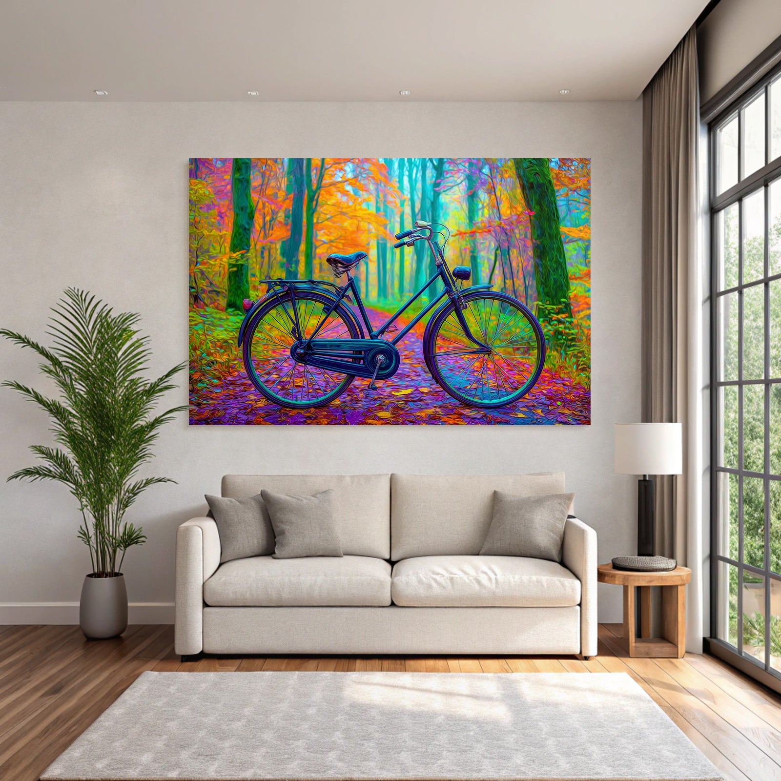Fahrrad Im Herbstlichen Wald Mit Farbenfrohem Hintergrund