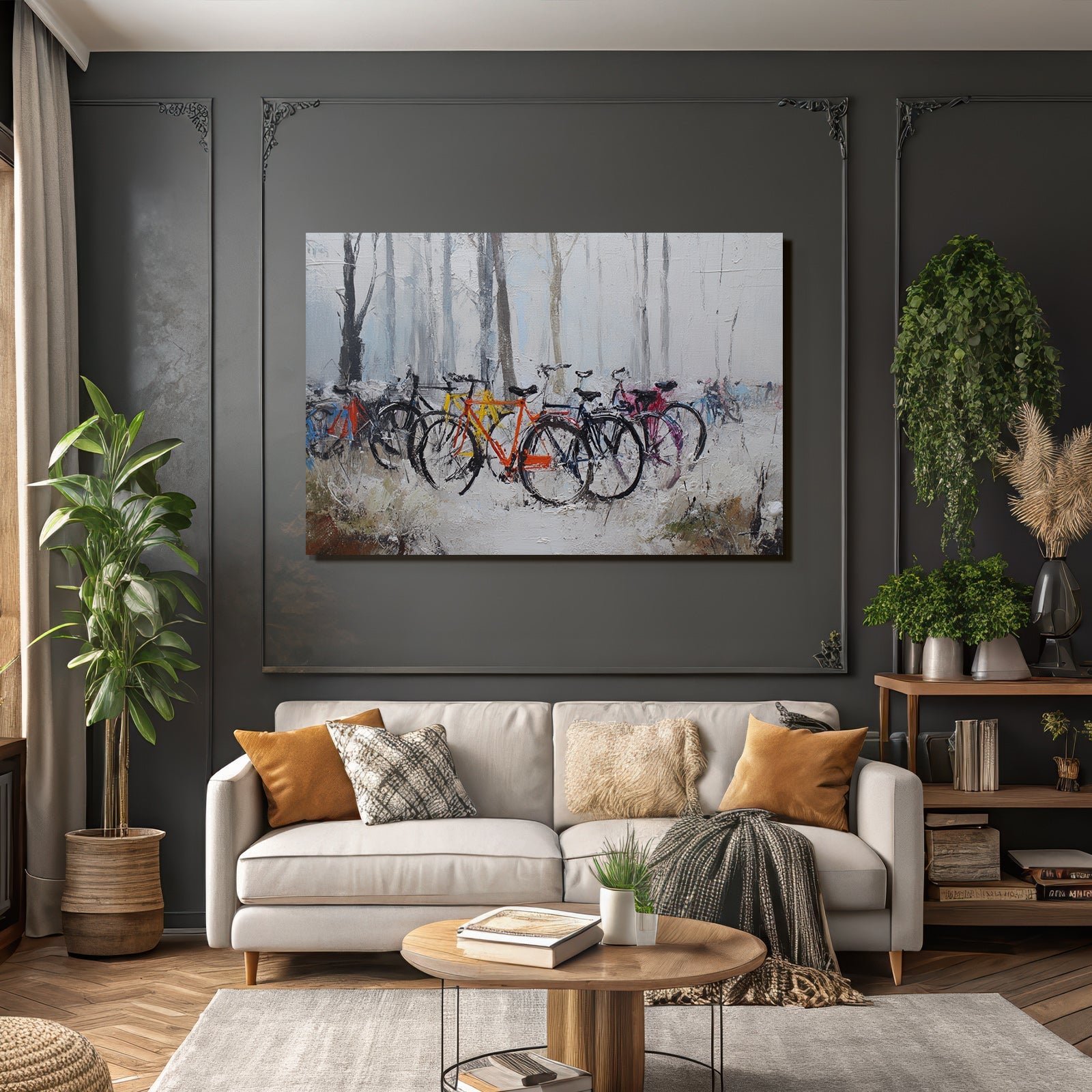 Fahrrad Szenen Im Nebel Kunstgemälde