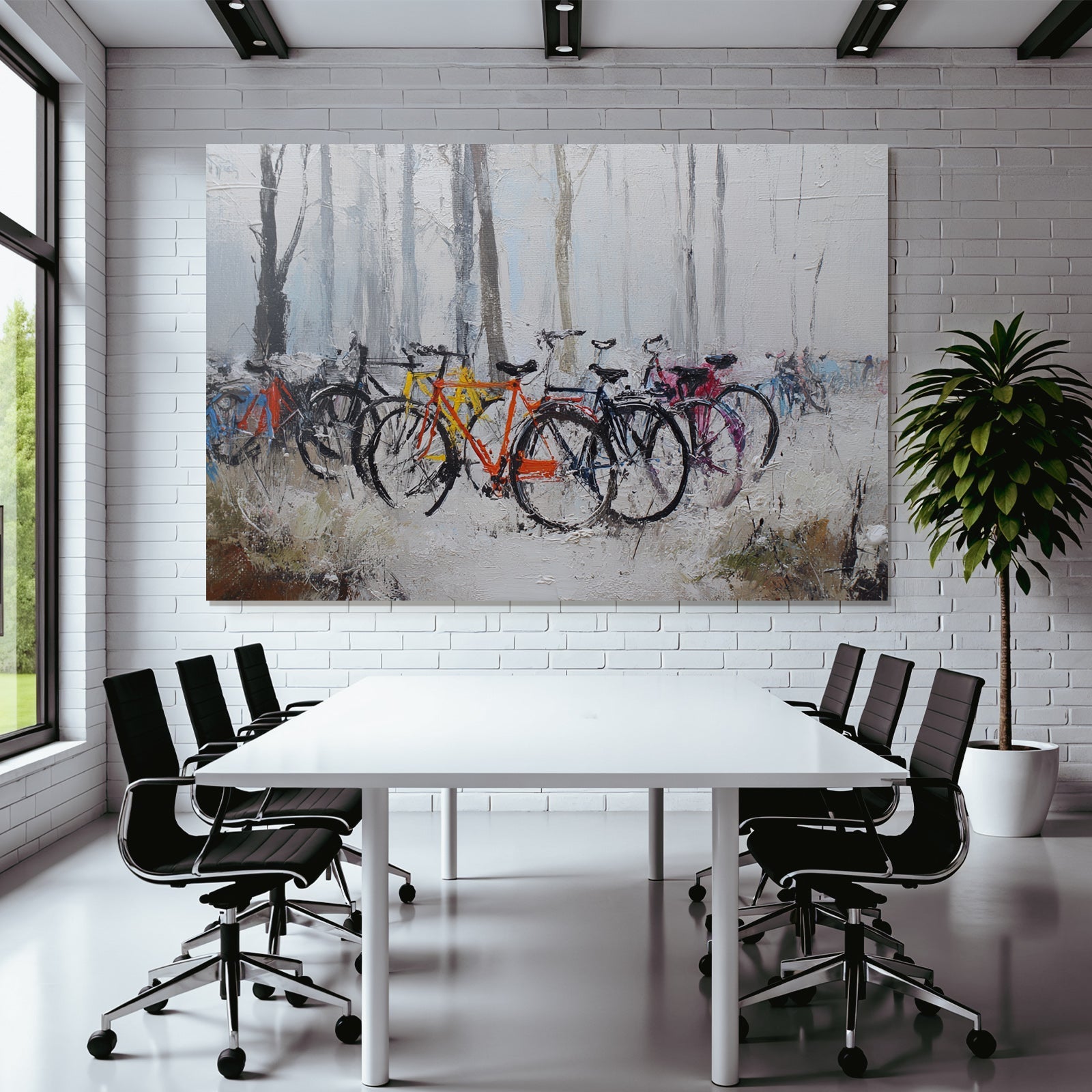 Fahrrad Szenen Im Nebel Kunstgemälde