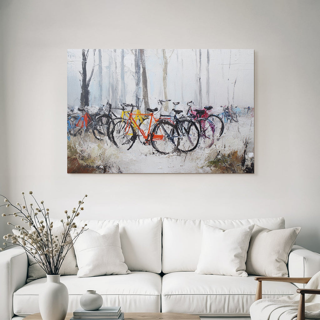Fahrrad Szenen Im Nebel Kunstgemälde