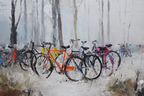 Fahrrad Szenen Im Nebel Kunstgemälde | Fahrraeder und Motorraeder | Mobilitaet und Technik