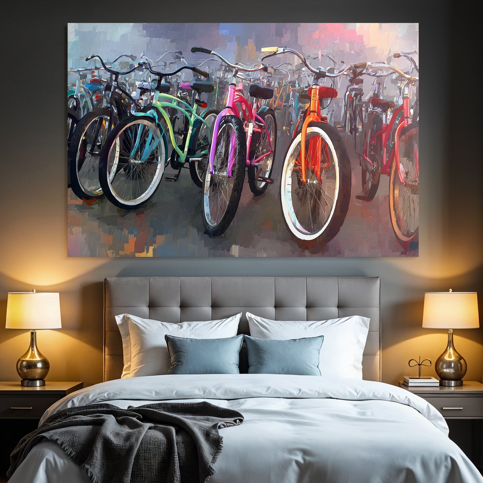 Farbenfrohe Fahrrad Aufstellung Kunststil