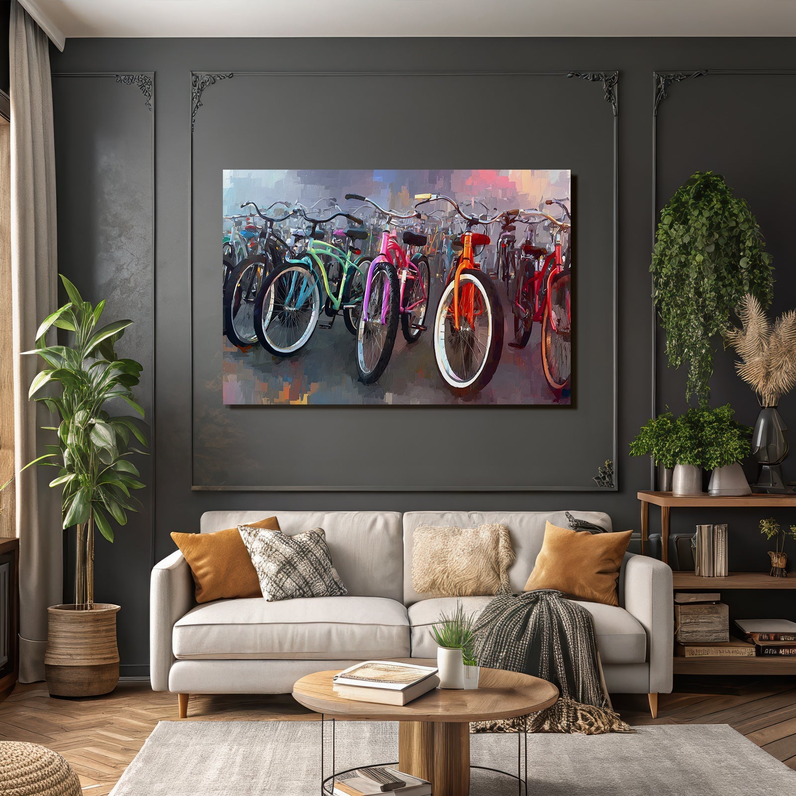 Farbenfrohe Fahrrad Aufstellung Kunststil