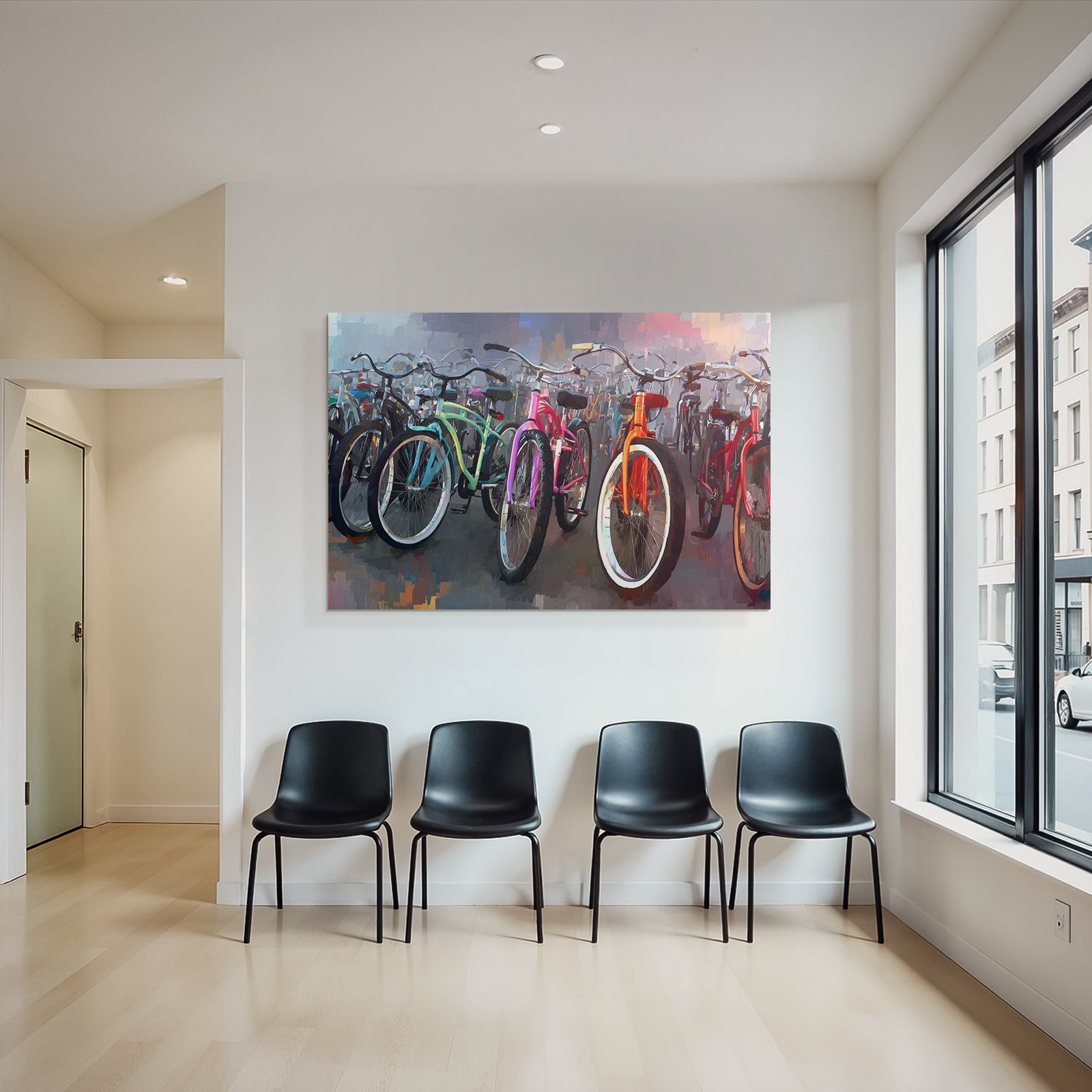 Farbenfrohe Fahrrad Aufstellung Kunststil