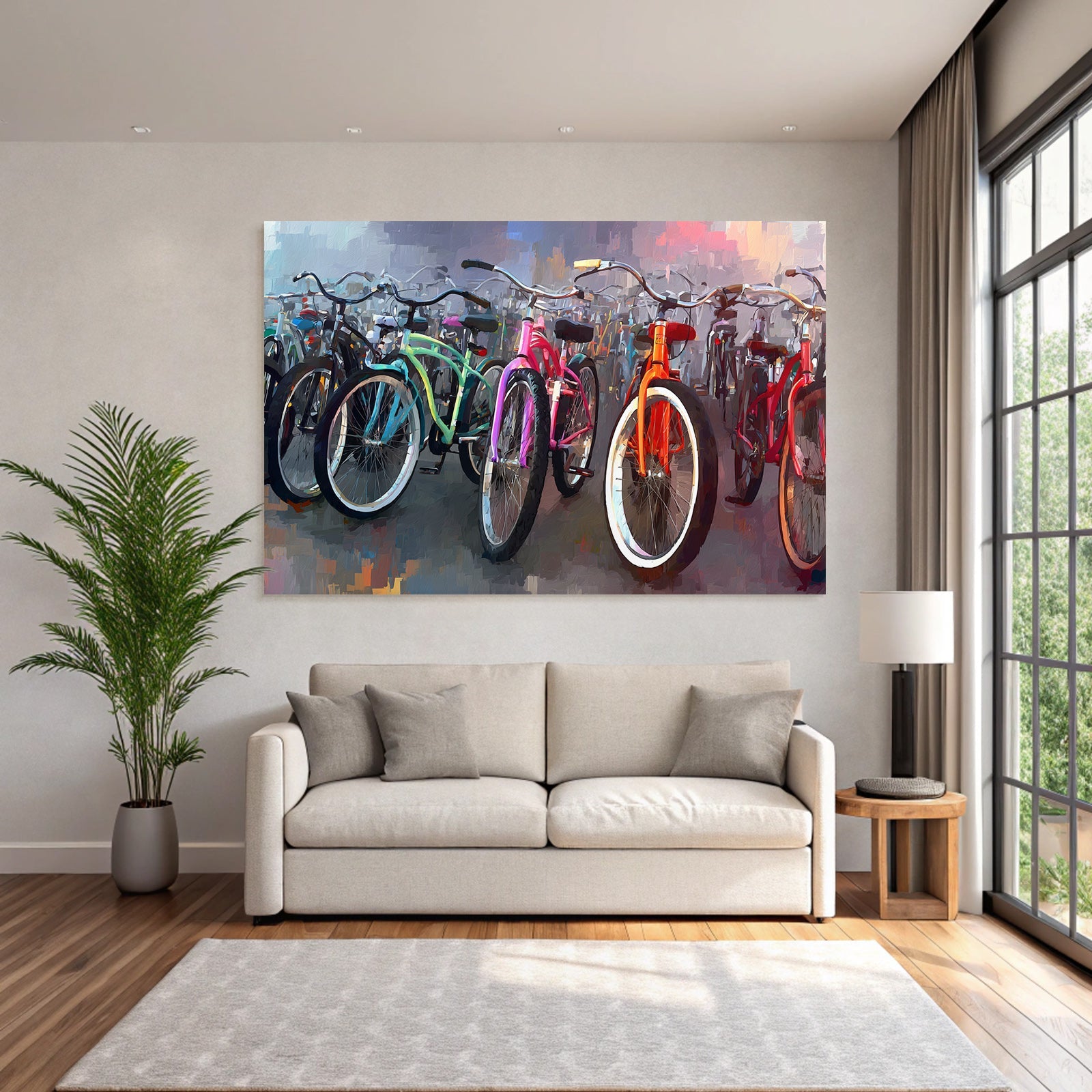 Farbenfrohe Fahrrad Aufstellung Kunststil