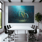 Gelbe Fahrrad Mit Bikes Im Hintergrund Atmosphärisch Malerei