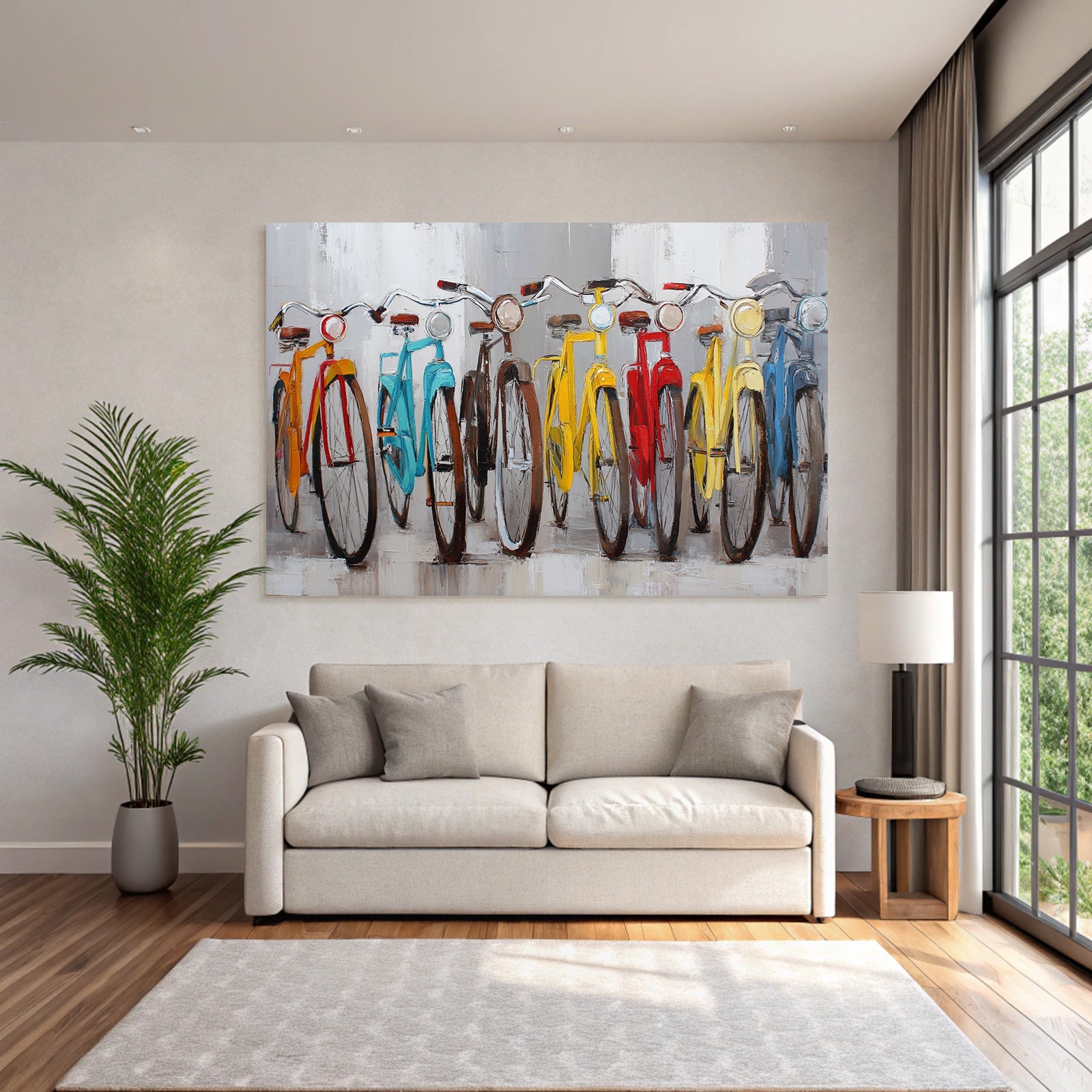 Lebendige Bike Kunstwerke Bunte Fahrrader Aufgereiht