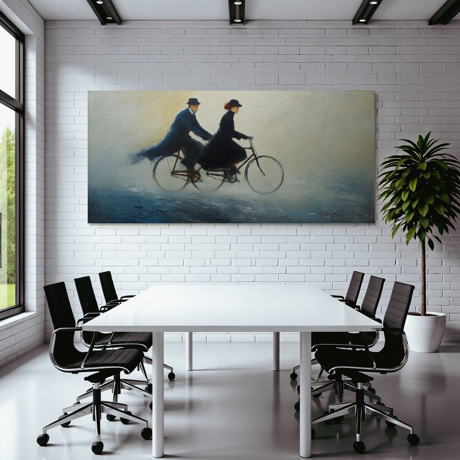 Mann Und Frau Auf Fahrrad In Der Nostalgischen Landscape