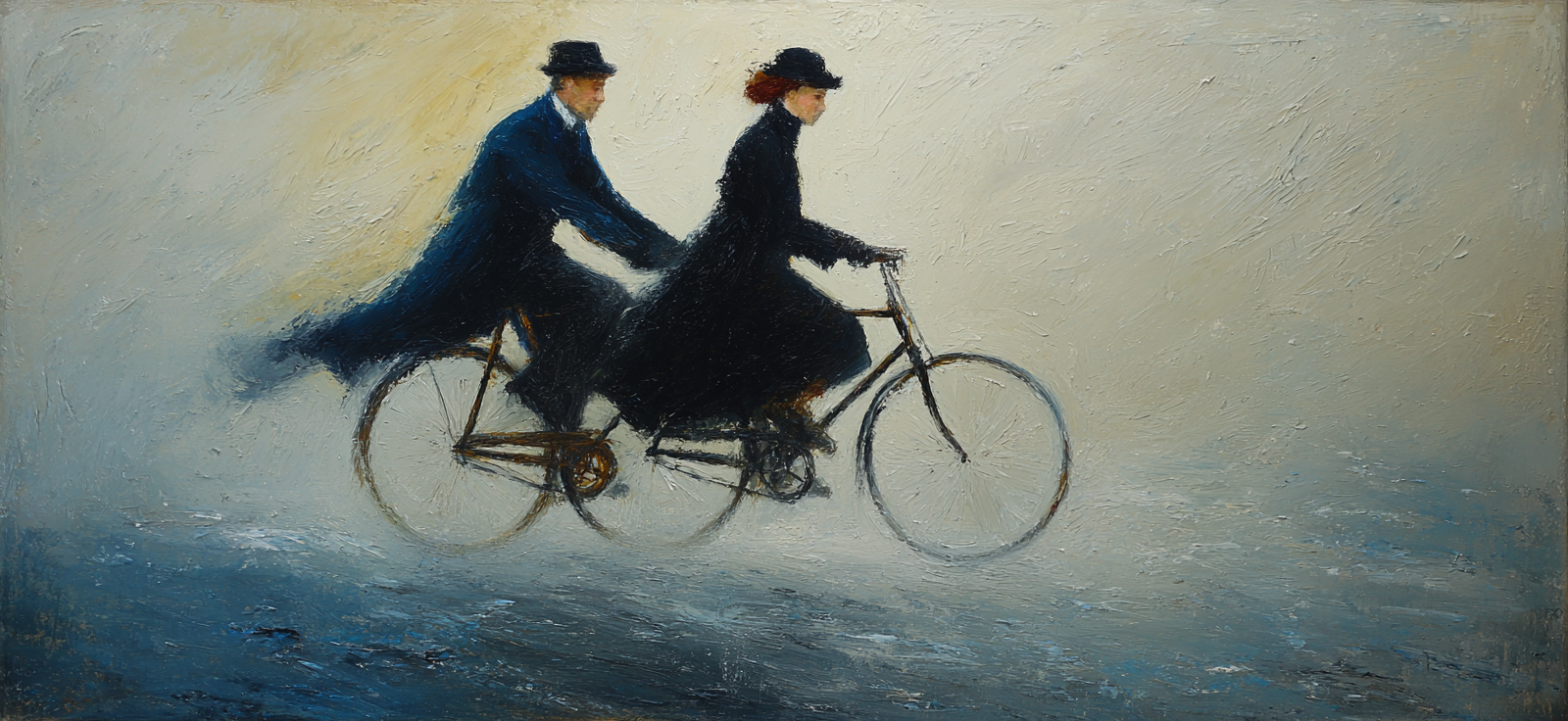 Mann Und Frau Auf Fahrrad In Der Nostalgischen Landscape | Fahrraeder und Motorraeder | Mobilitaet und Technik