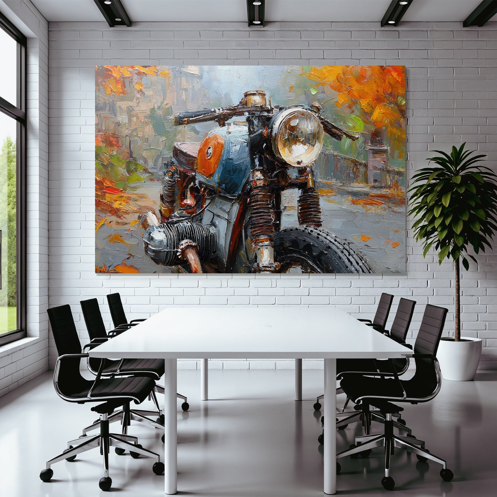 Motorad Im Herbstlandschaft Mit Vibranten Farbtonen