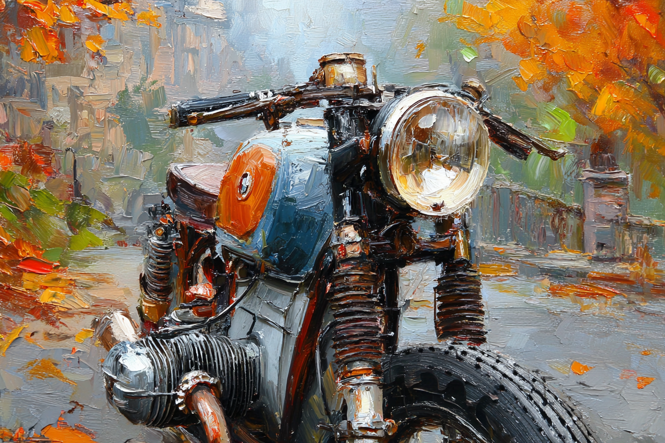 Motorad Im Herbstlandschaft Mit Vibranten Farbtonen | Fahrraeder und Motorraeder | Mobilitaet und Technik