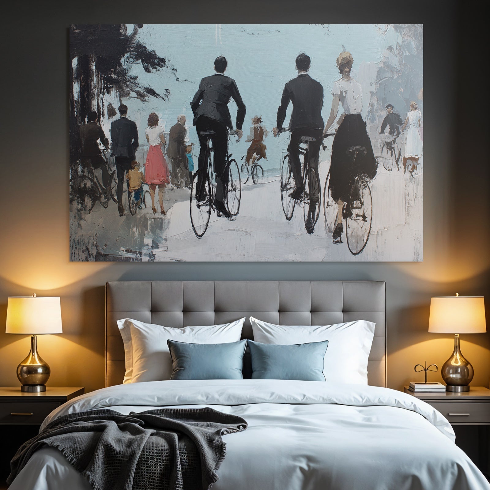 Nostalgische Fahrradfahrer Impressionistische Szene