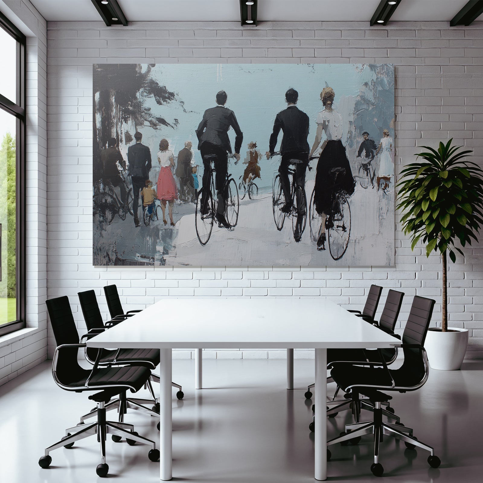 Nostalgische Fahrradfahrer Impressionistische Szene