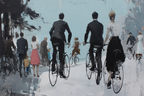 Nostalgische Fahrradfahrer Impressionistische Szene | Fahrraeder und Motorraeder | Mobilitaet und Technik