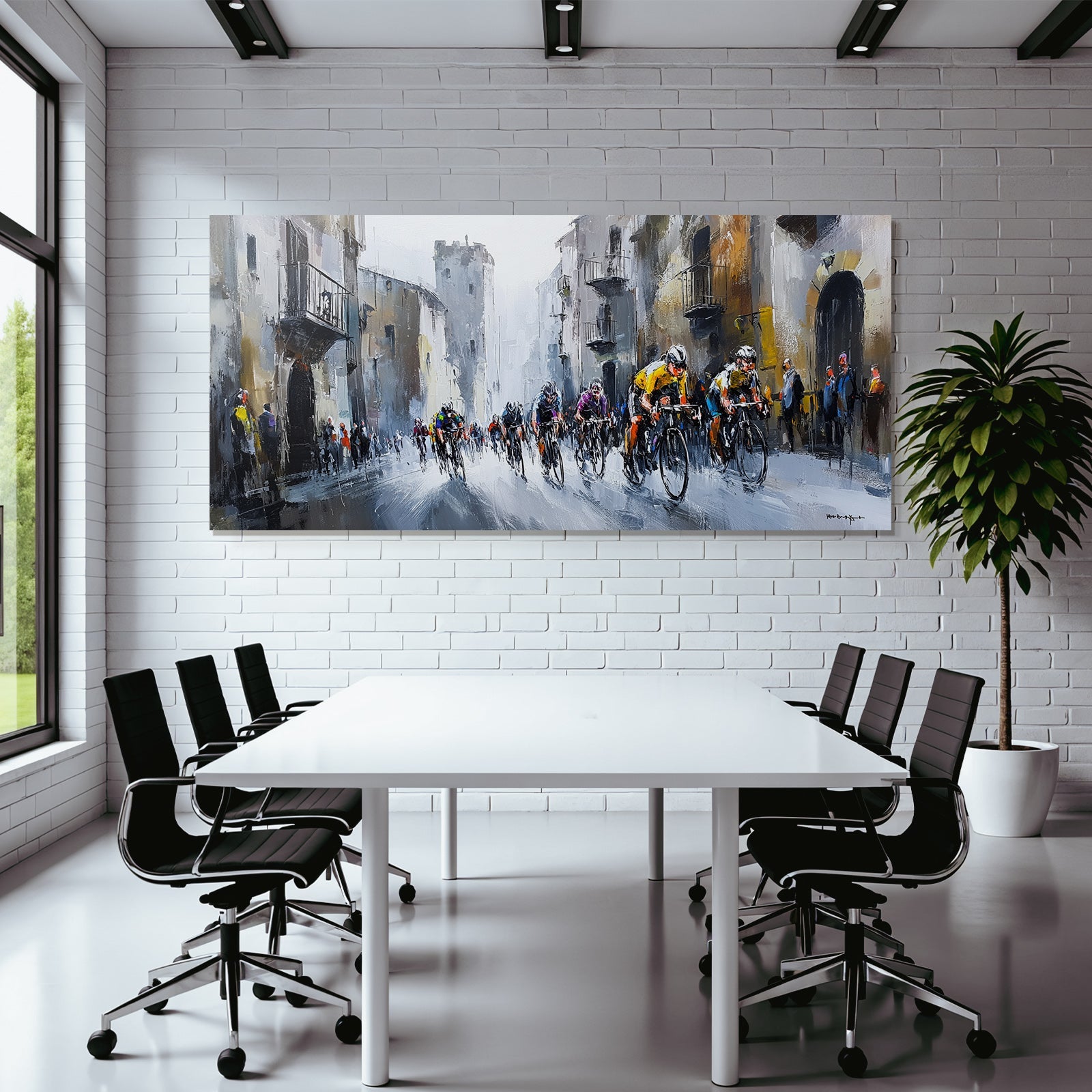 Rennradrennen Im Städtischen Bereich Impressionistisches Gemälde