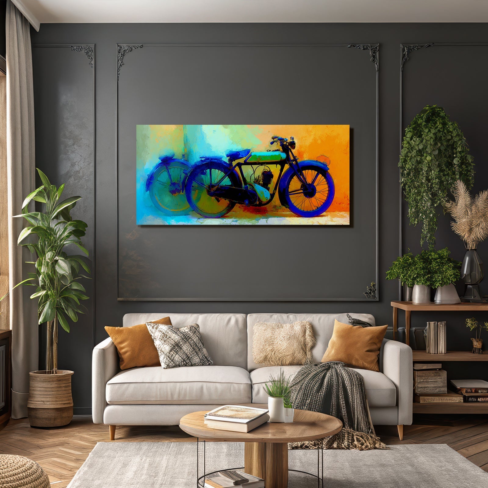 Vintage Motorcycle Kunstvolle Darstellung Farbspiel Impressionismus