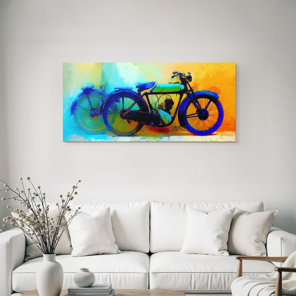 Vintage Motorcycle Kunstvolle Darstellung Farbspiel Impressionismus