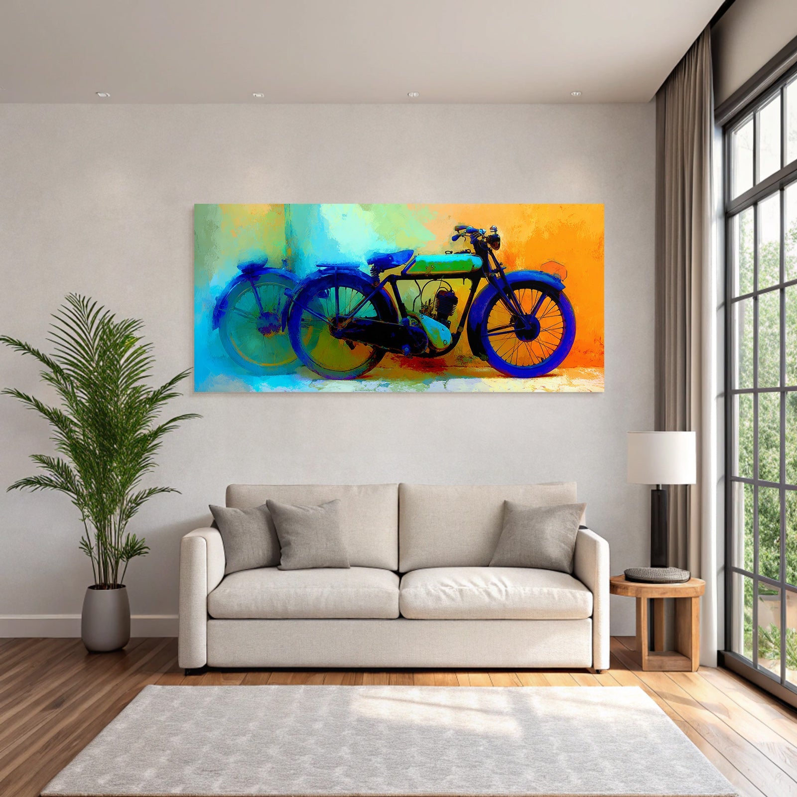 Vintage Motorcycle Kunstvolle Darstellung Farbspiel Impressionismus