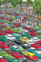 Bunte Vintage Autos Parking Lot Community Event | Oldtimer | Mobilitaet und Technik