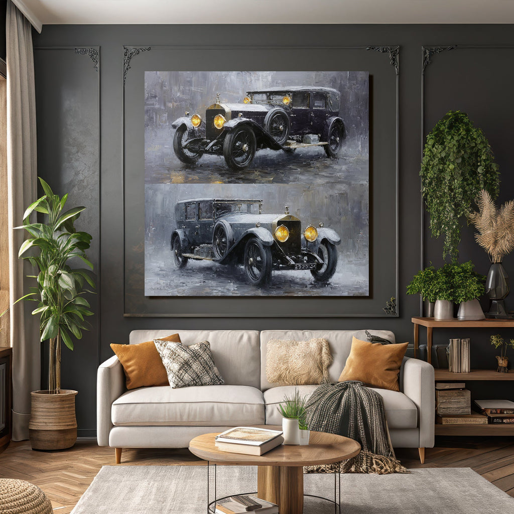 Klassische Autos Malerisch Darstellung Vintage Nostalgie