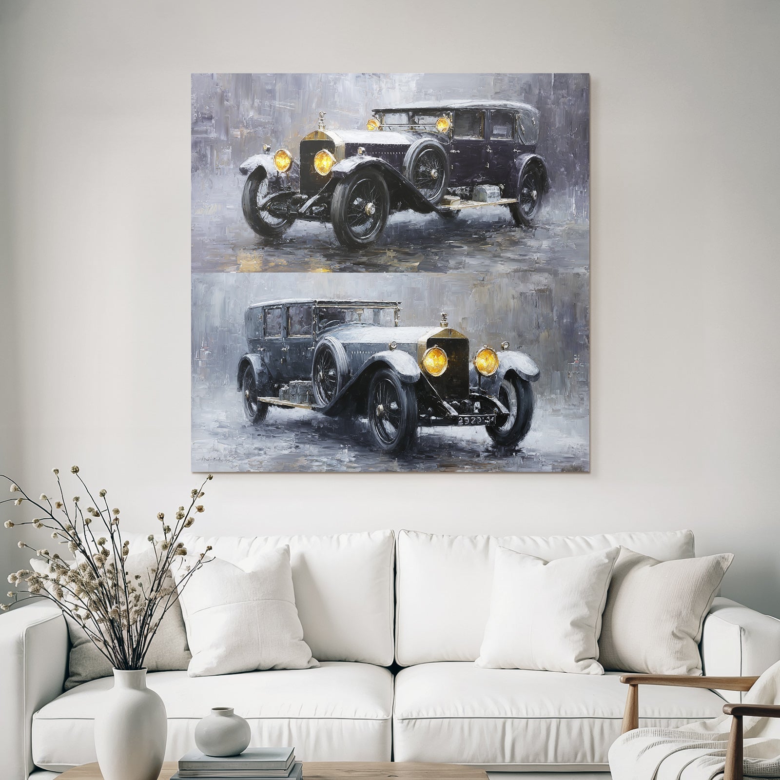 Klassische Autos Malerisch Darstellung Vintage Nostalgie