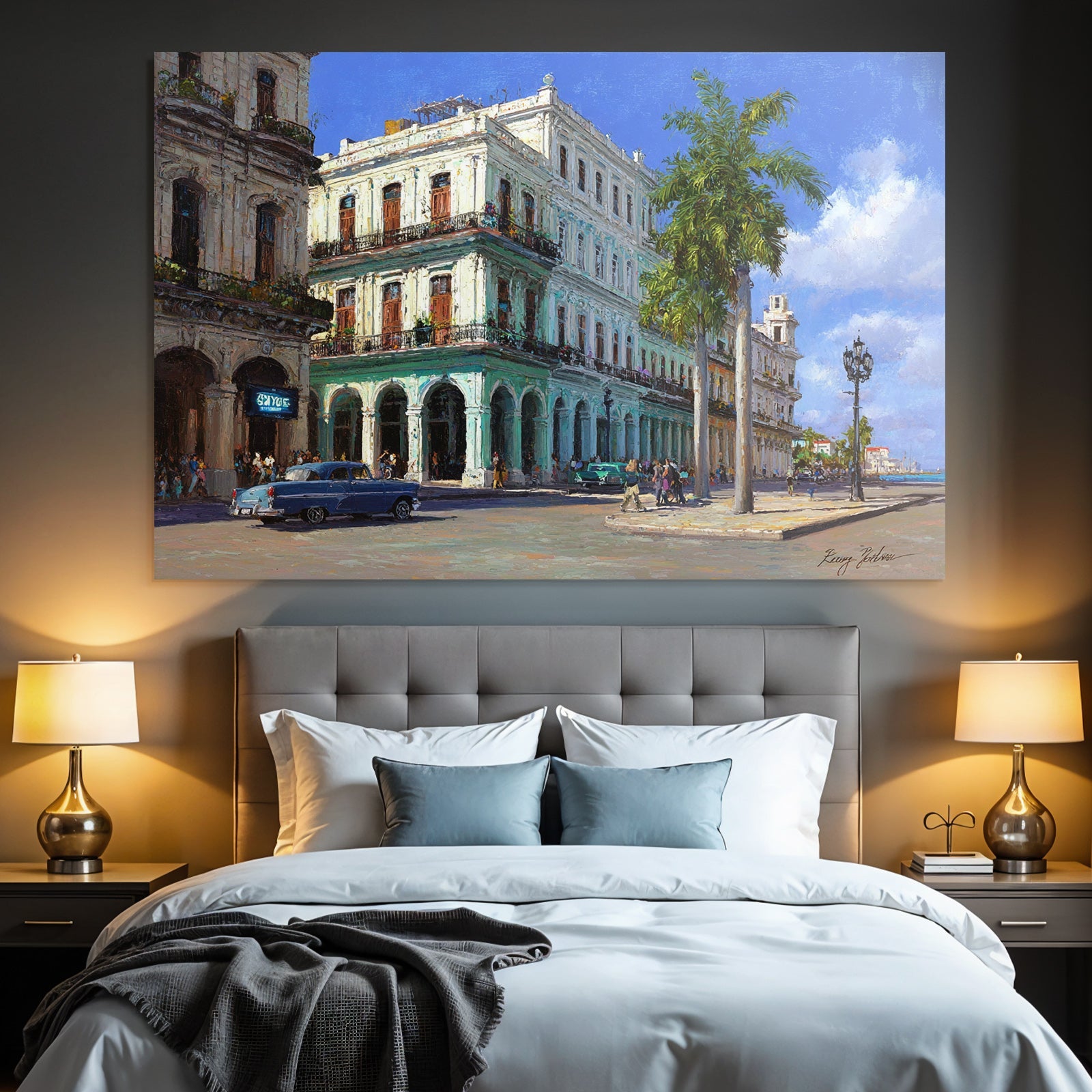 Lebendige Stadtansicht Strassenszene Küstenarchitektur Havanna
