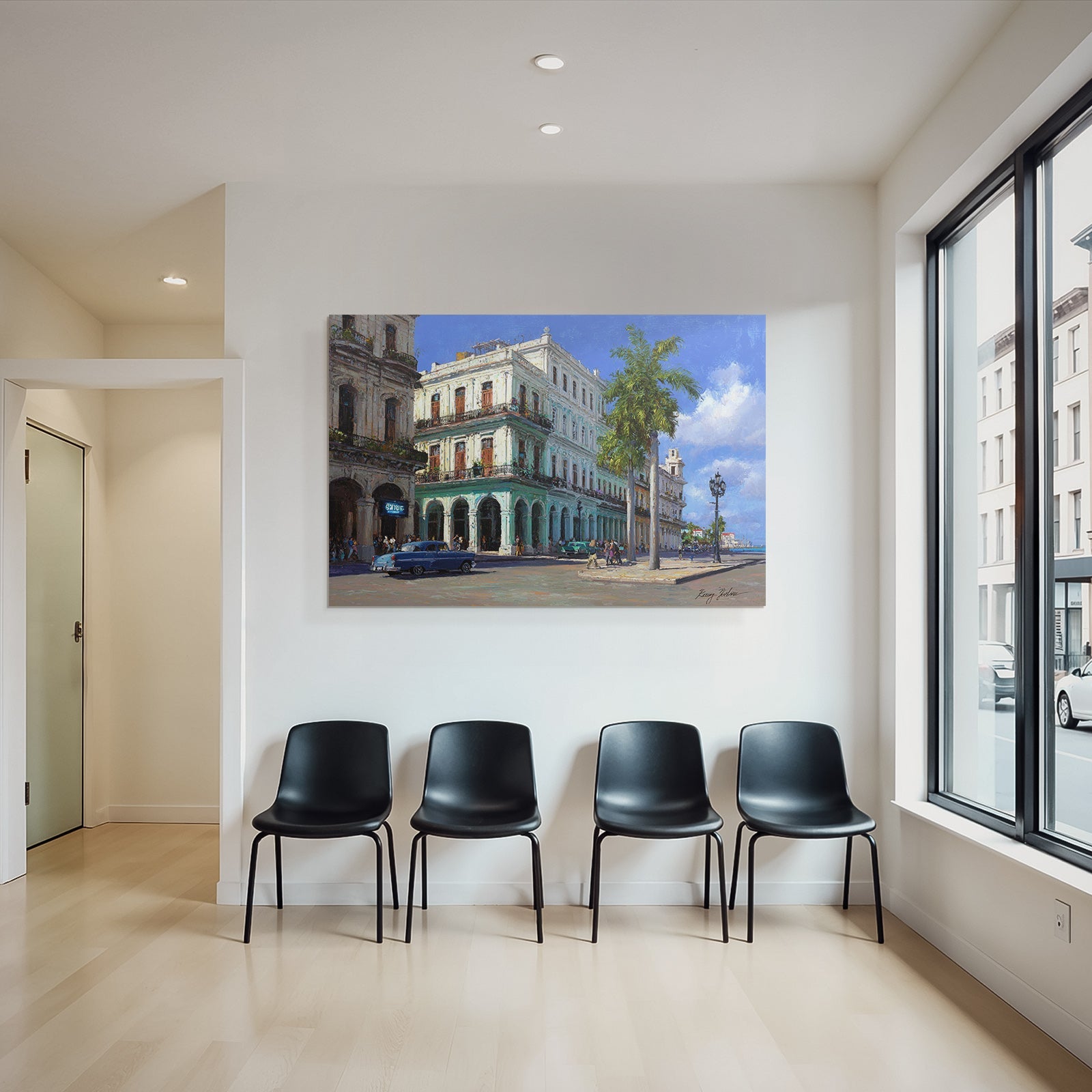 Lebendige Stadtansicht Strassenszene Küstenarchitektur Havanna