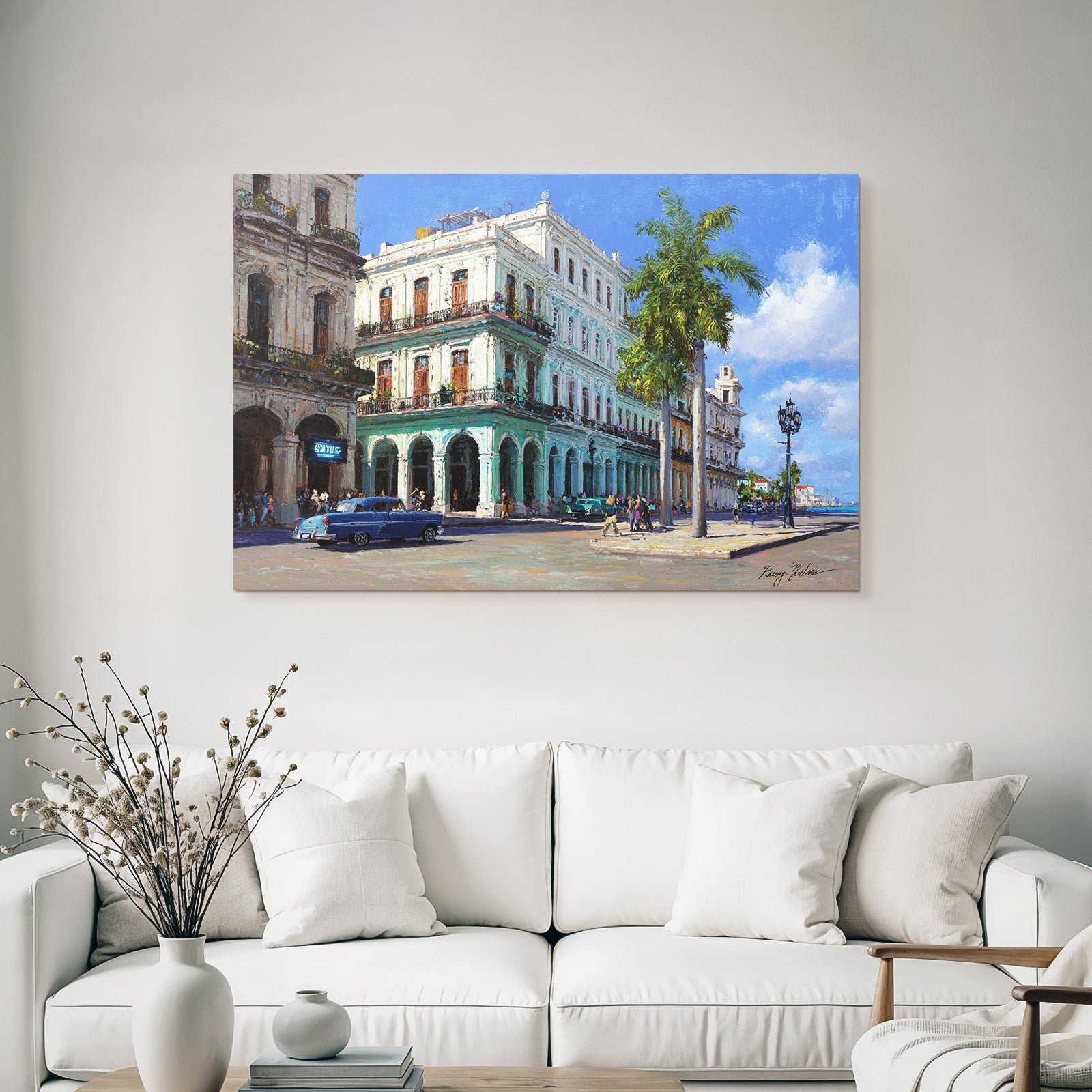 Lebendige Stadtansicht Strassenszene Küstenarchitektur Havanna