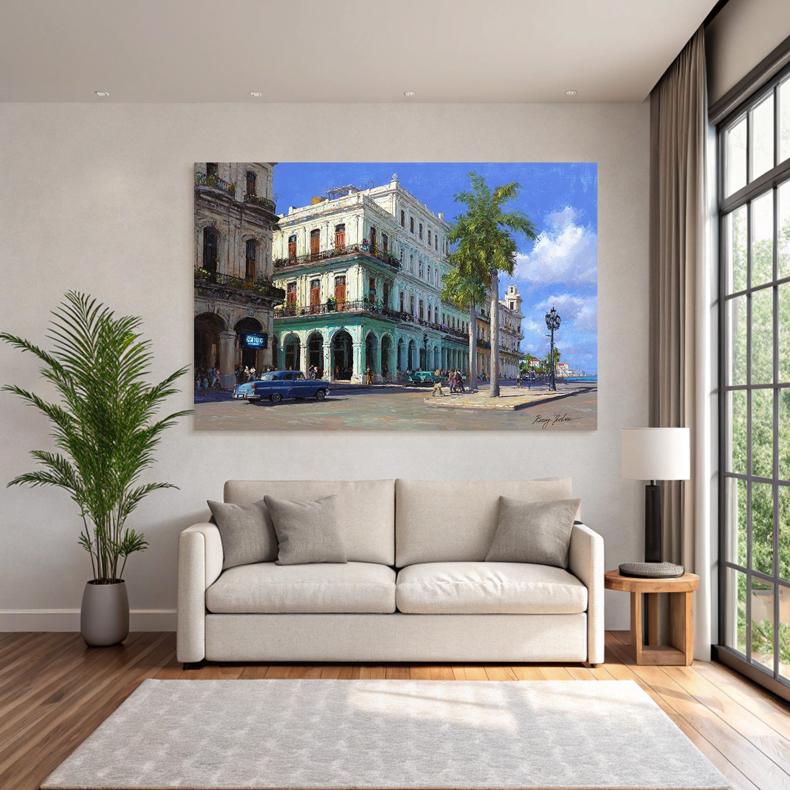 Lebendige Stadtansicht Strassenszene Küstenarchitektur Havanna