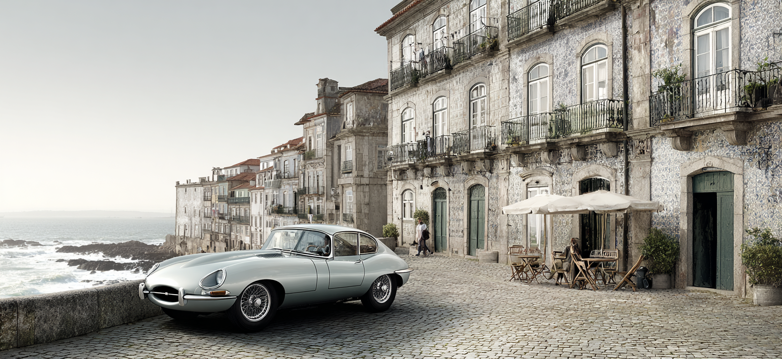 Vintage Auto Kustenlandschaft Historische Gebaüde Sonntags Spaziergang | Oldtimer | Mobilitaet und Technik